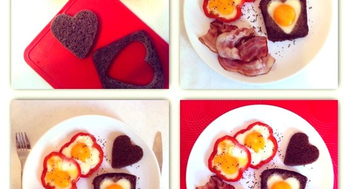 Яичница в хлебе и сладком перце