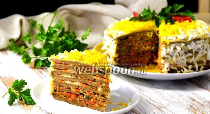 Печёночный торт из говяжьей печени