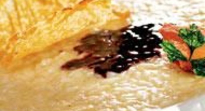 Ризотто с соусом Кьянти Классико и чипсами из Пармиджано Реджано