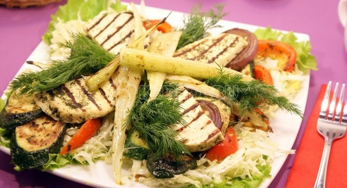 Овощи гриль на сковороде