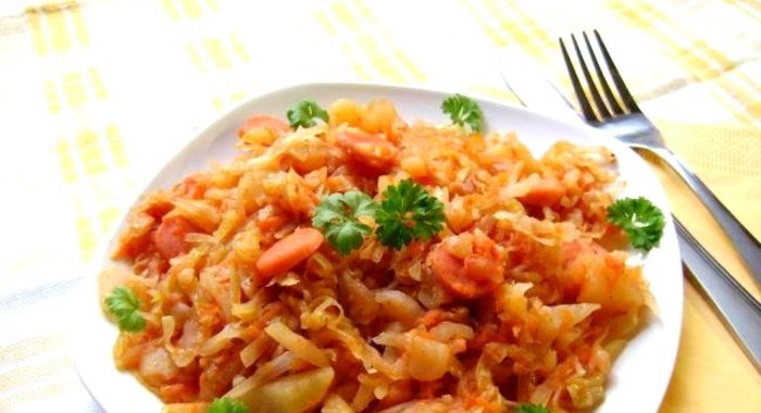 Рагу с сосиской