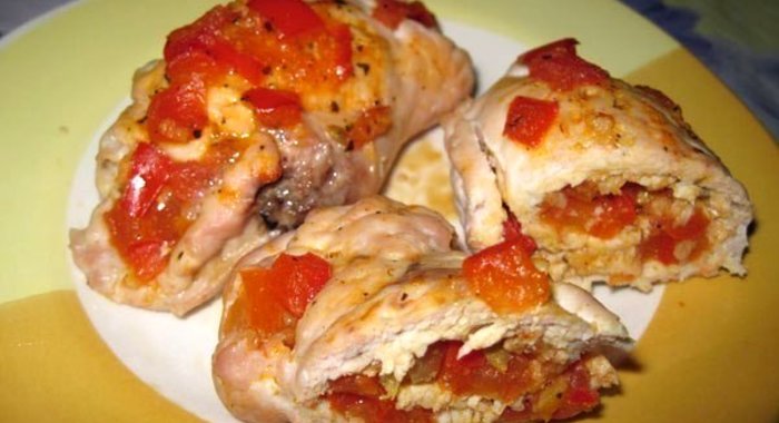 Куриные рулетки с овощами