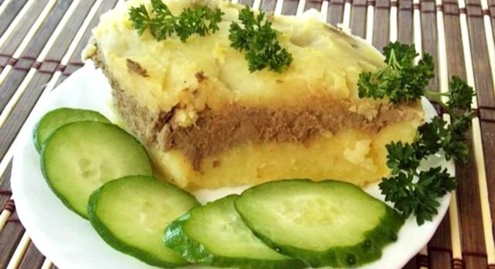 Запеканка из куриной печени и картофеля