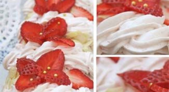 Клубничный бисквитный рулет