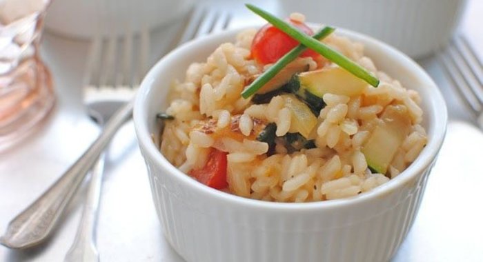 Ризотто с кабачками и помидорами