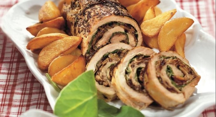 Рулет из телятины с картофелем