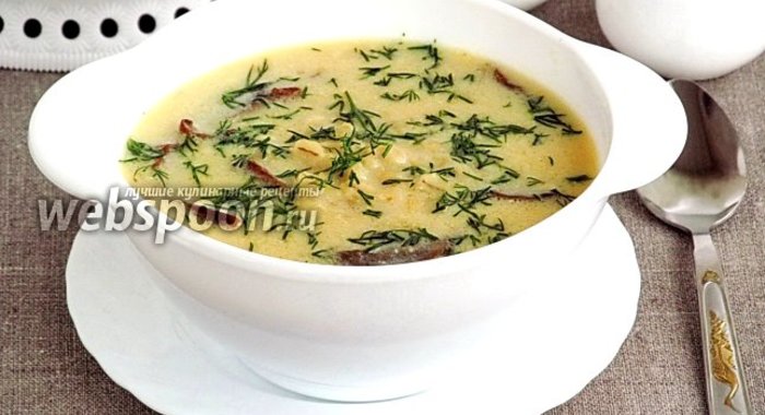 Суп из перловой крупы с грибами и лимонным соком