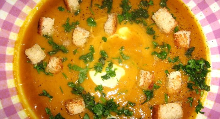 Суп-пюре из баклажанов и тыквы