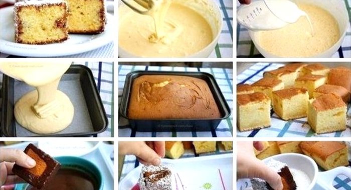 Бисквитное пирожное в шоколадном соусе