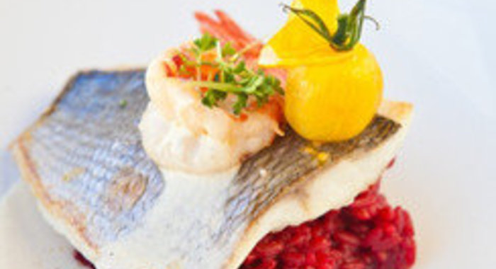 Дорада со свекольным ризотто от максима копылова