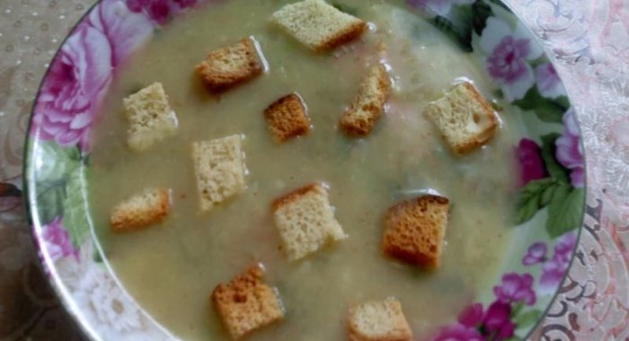 Суп пюре из картофеля с гренками по японски