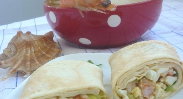 Блины с креветками