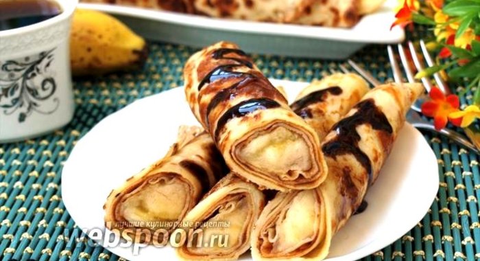 Тонкие блинчики фаршированные бананами