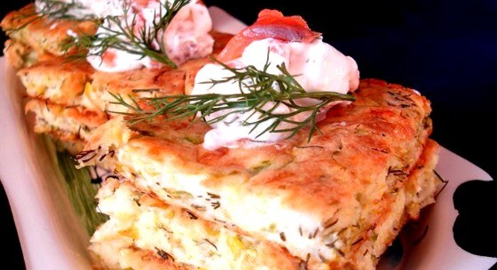 Флан из кабачков с кремом из форели