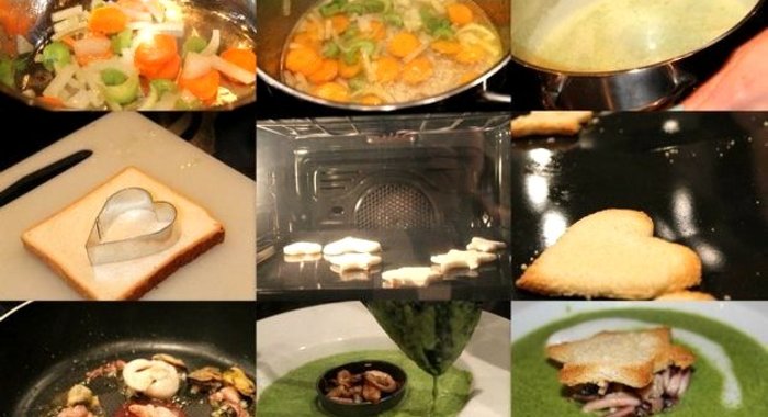 Суп-пюре со шпинатом и морепродуктами