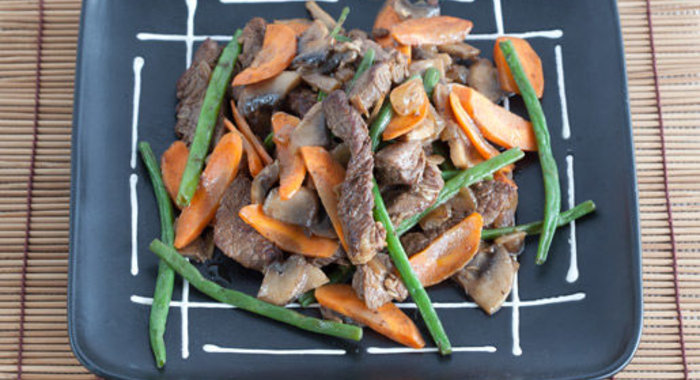 Овощи с мясом и грибами по-китайски