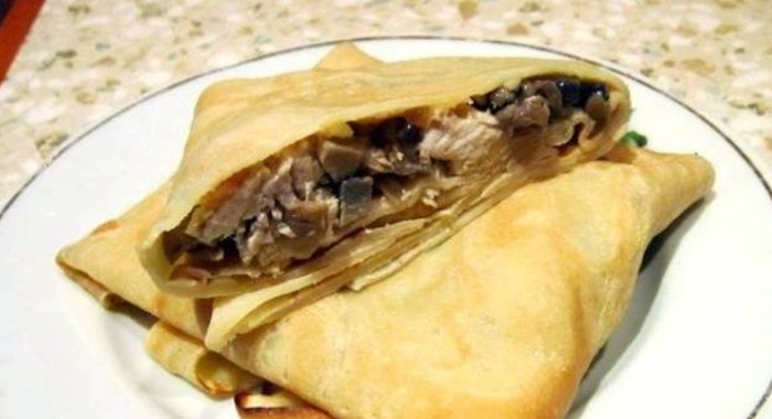 Блинчики с курицей и грибами