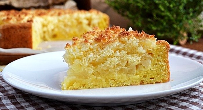 Пирог с творогом и ананасами