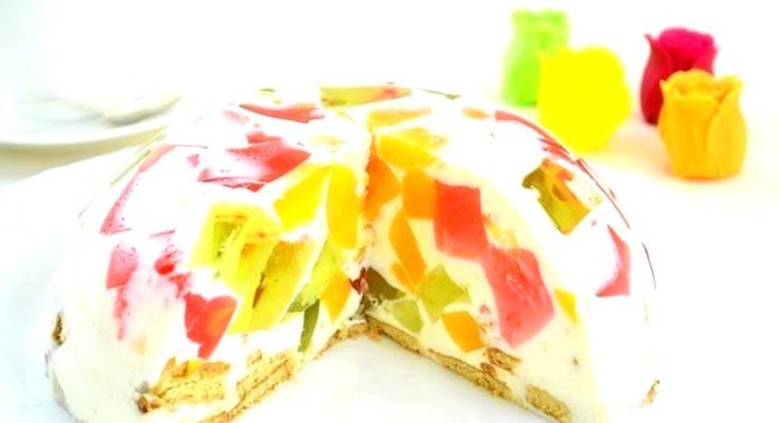 Торт мраморный с желатином