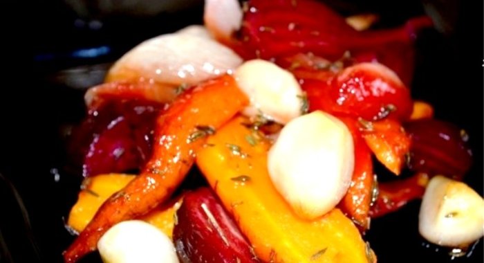 Запеченные овощи кусочками