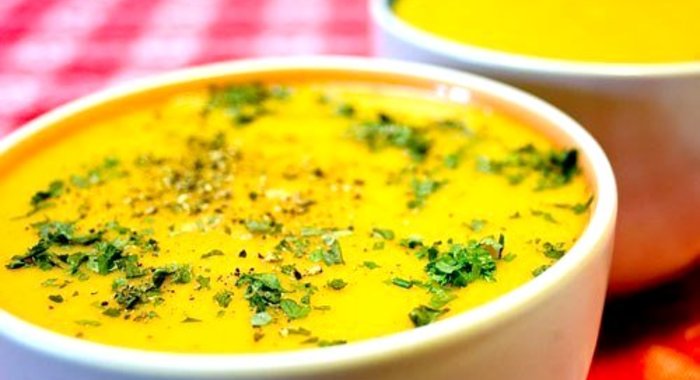 Овощной суп-пюре с сыром и рисом