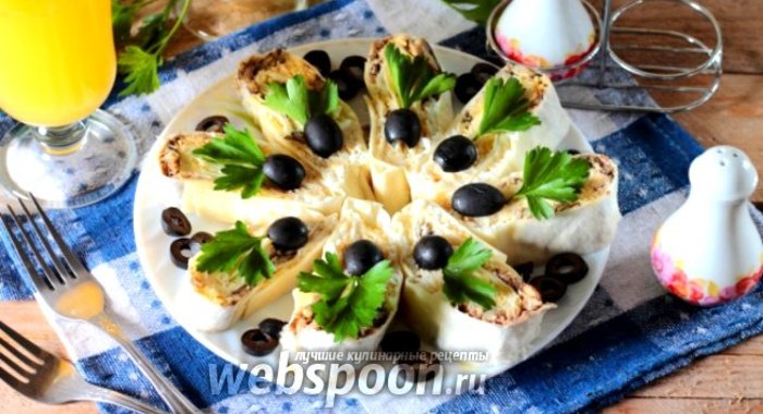 Рулет из лаваша со шпротами