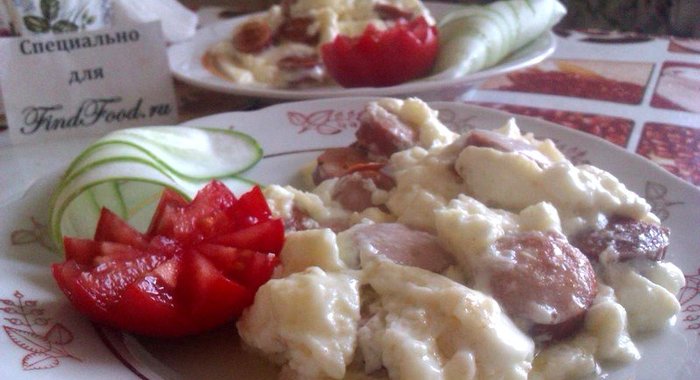 Омлет с сосисками