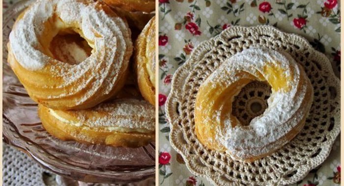 Заварные кольца с творожным кремом