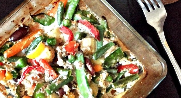 Запеченный омлет с овощами