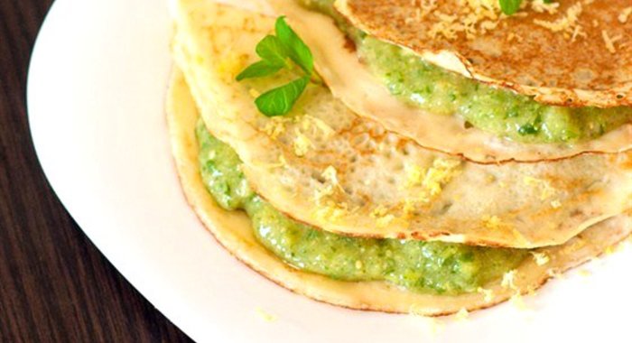 Пшеничные блинчики с фейхоа и мятой