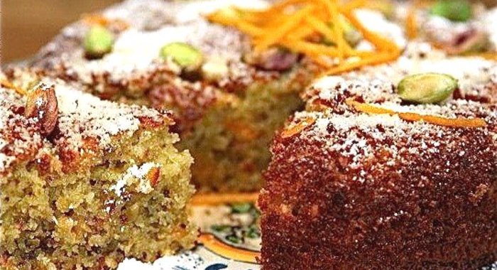 Апельсиново-фисташковый пирог на манке