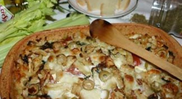 Пикантная хлебная запеканка