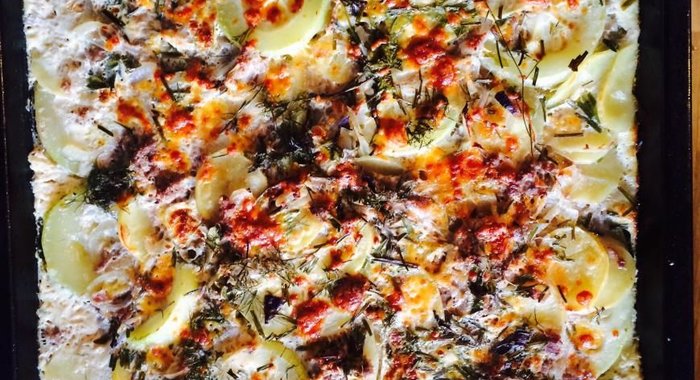 Запеканка из мясного фарша и овощей