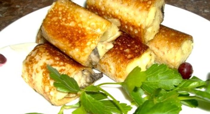 Блины с картошкой и грибами