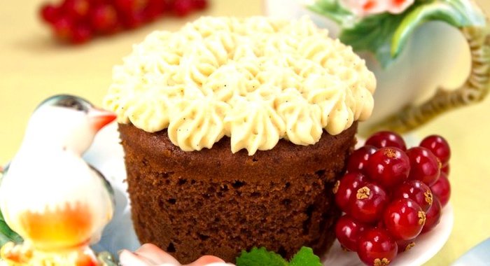 Шоколадные кексы с карамельным кремом