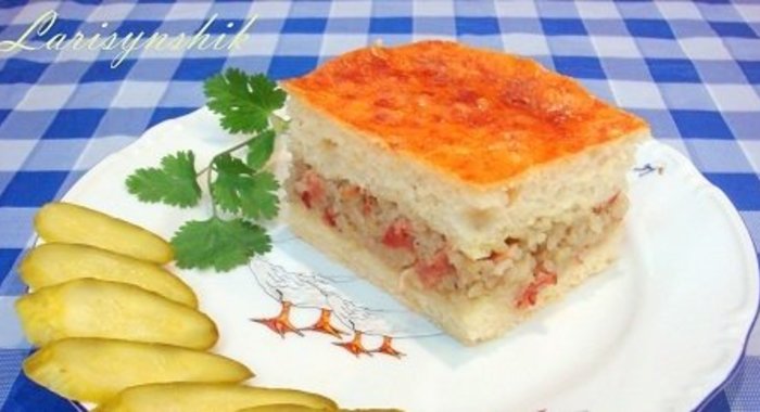 Пирог по-деревенски с крученой картошкой и беконом