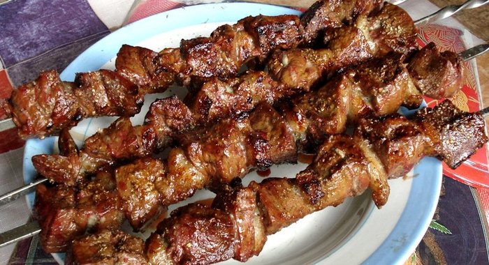 Шашлык из говяжьей печени