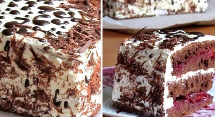 Шоколадный торт с вишневой прослойкой