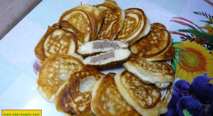 Оладьи на простокваше с начинкой