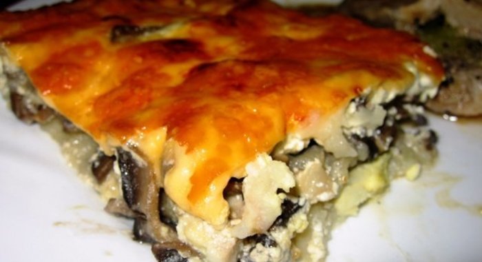 Запеканка из картофельного пюре с грибами