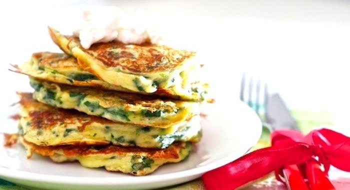 Оладьи со шпинатом и Горгонзолой