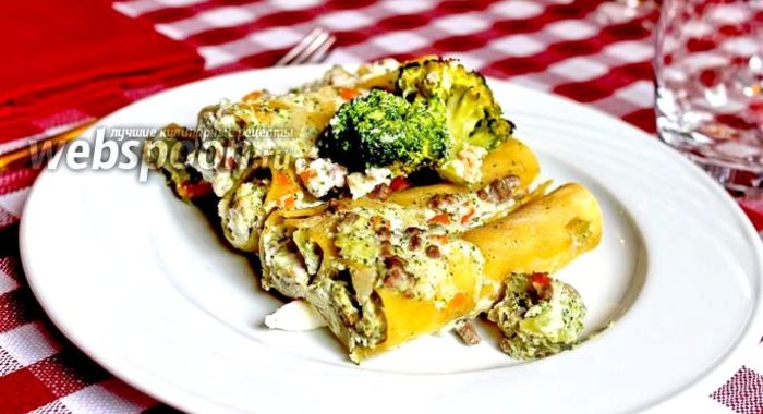 Каннеллони с кремом из брокколи и рикоттой