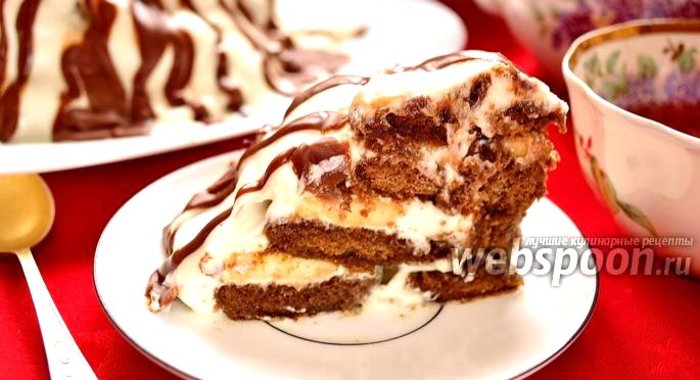 Торт из пряников с бананами и сметаной