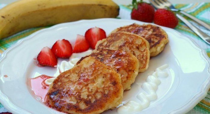 Творожно-банановые оладьи