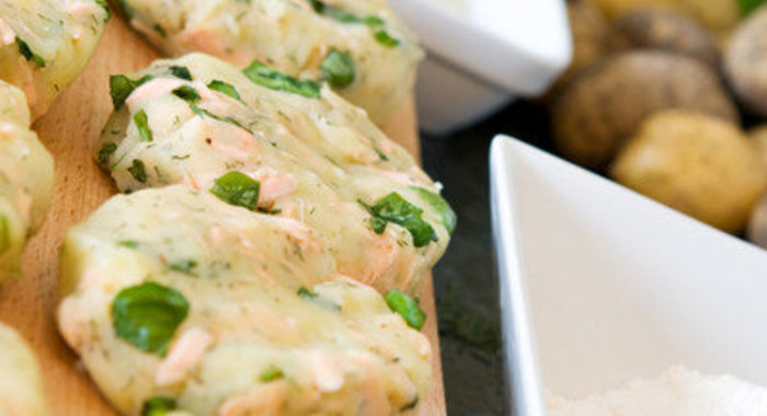 Картофельные оладьи с семгой