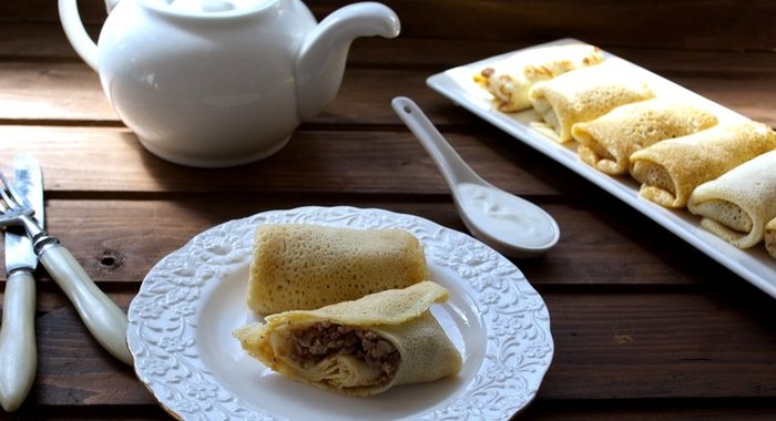Фаршированные блины с мясом