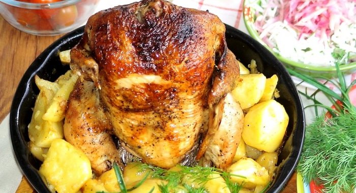 Курица, запеченная в форме для кекса