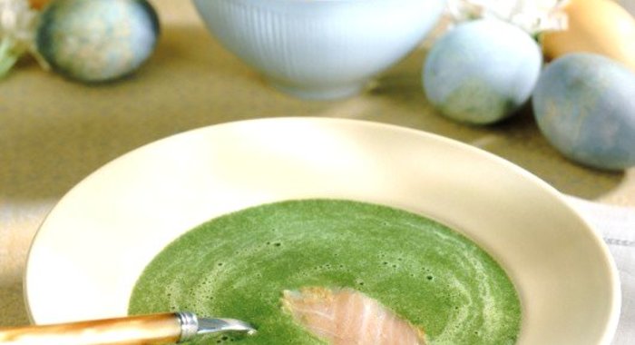 Суп-пюре гороховый с копченым палтусом