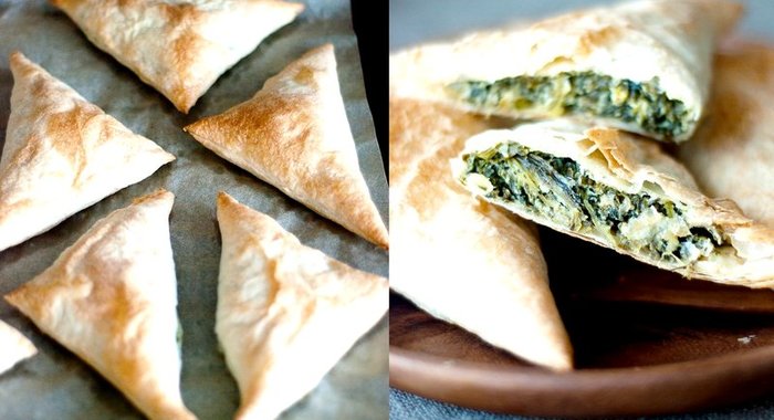 Пирожки с фетой и шпинатом (Spanakotiropita)