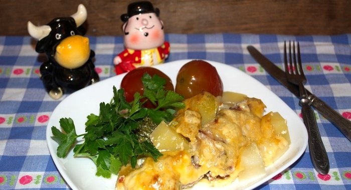 Запеканка с брокколи и курицей